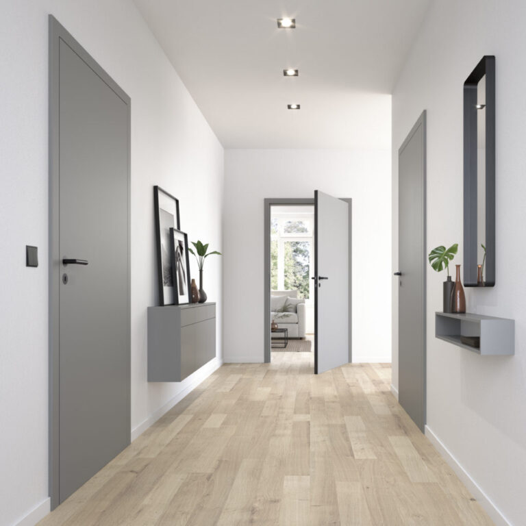 Co je trendy v interiérových dveřích? Minimalistický design a šedé odstíny.